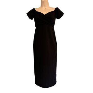 Topshop Black Midi Cap Sleeve Size 4 Dress NWT $68 Zip Up Back Stretch